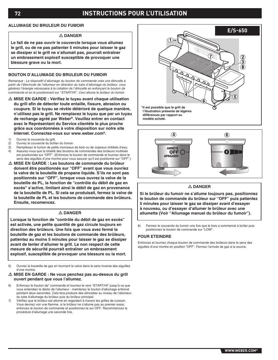 Instructions pour l’utilisation, E/s-650 | Summit E/S-620/650 User Manual | Page 72 / 84
