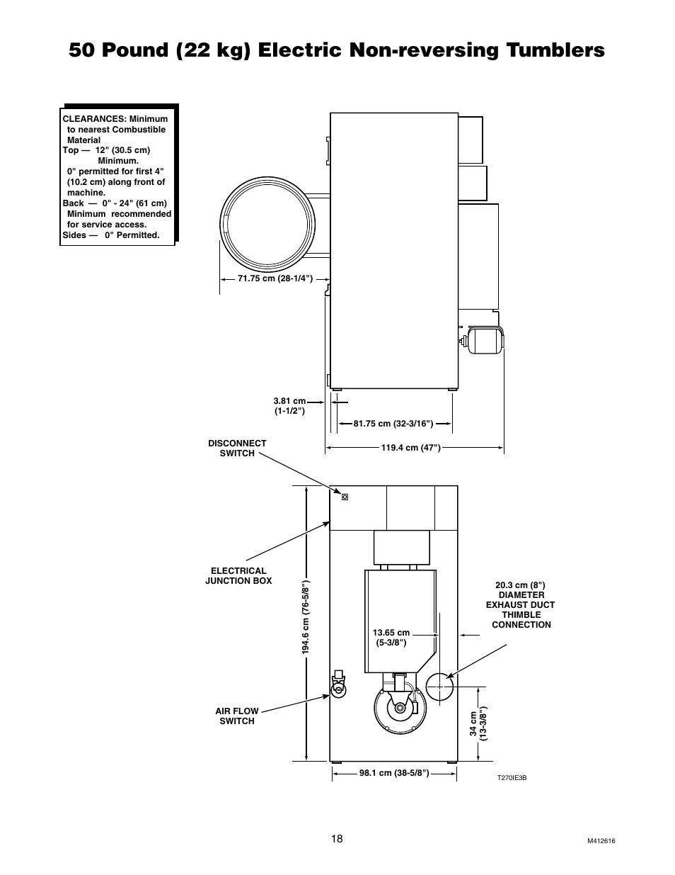 50 pound (22 kg) electric non-reversing tumblers | Speed Queen Drying Tumblers SCB50EG User Manual | Page 20 / 66