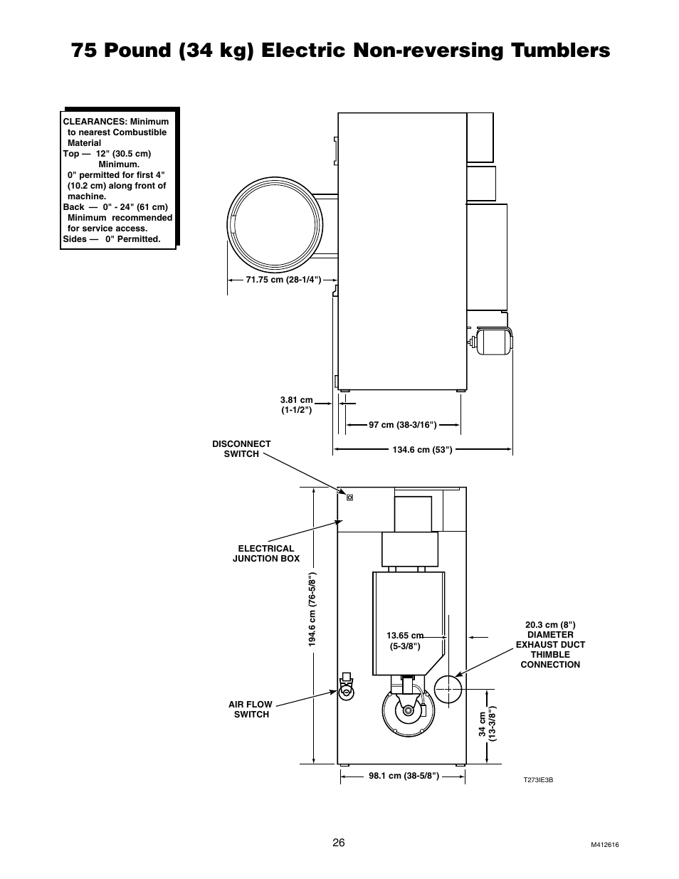 75 pound (34 kg) electric non-reversing tumblers | Speed Queen Drying Tumblers SCB50EG User Manual | Page 28 / 66