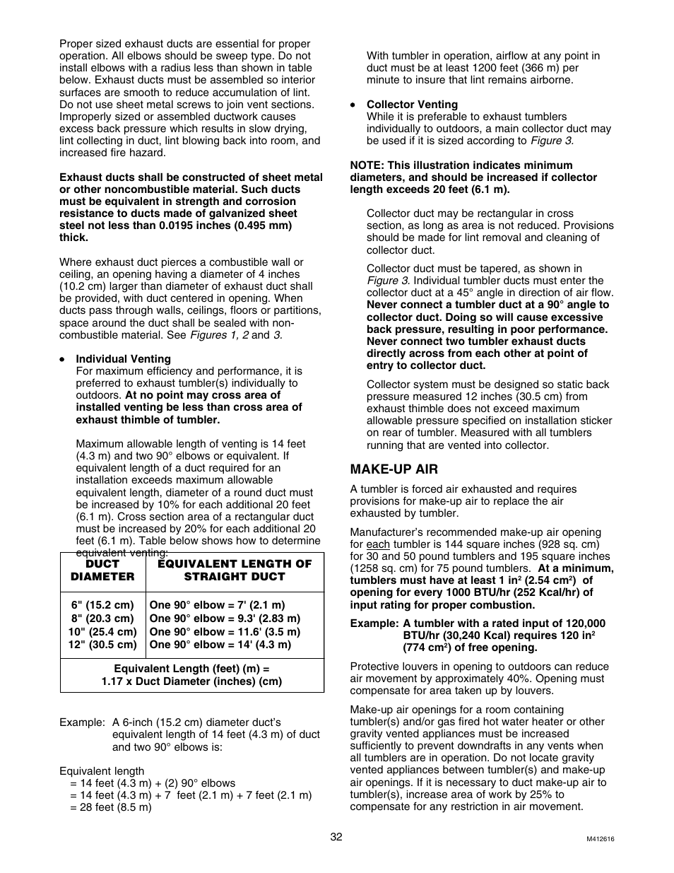 Make-up air | Speed Queen Drying Tumblers SCB50EG User Manual | Page 34 / 66