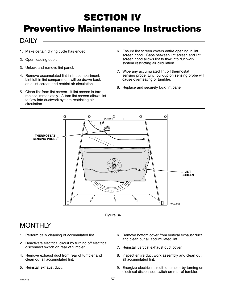 Daily, Monthly | Speed Queen Drying Tumblers SCB50EG User Manual | Page 59 / 66