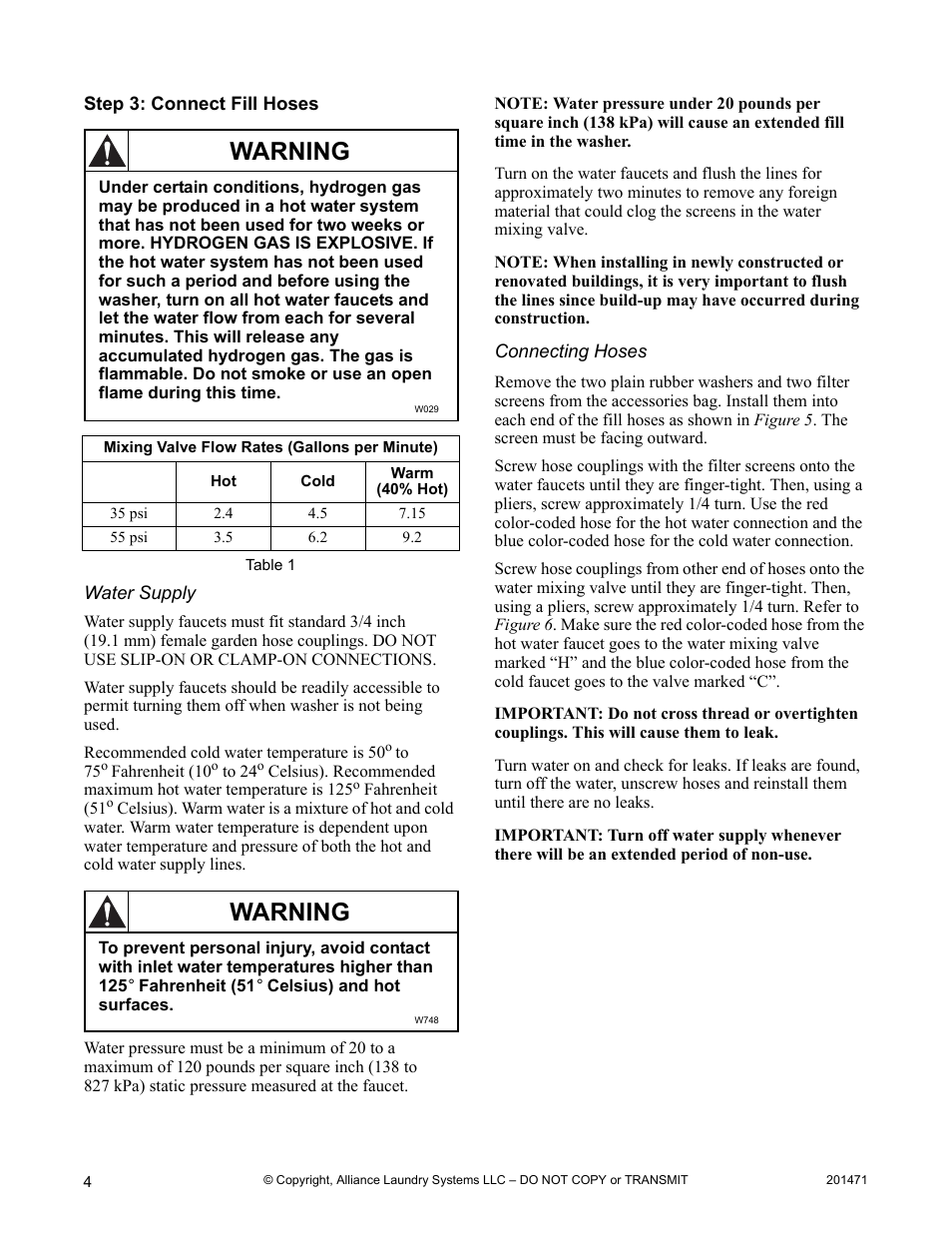 Warning | Speed Queen Washer User Manual | Page 4 / 12