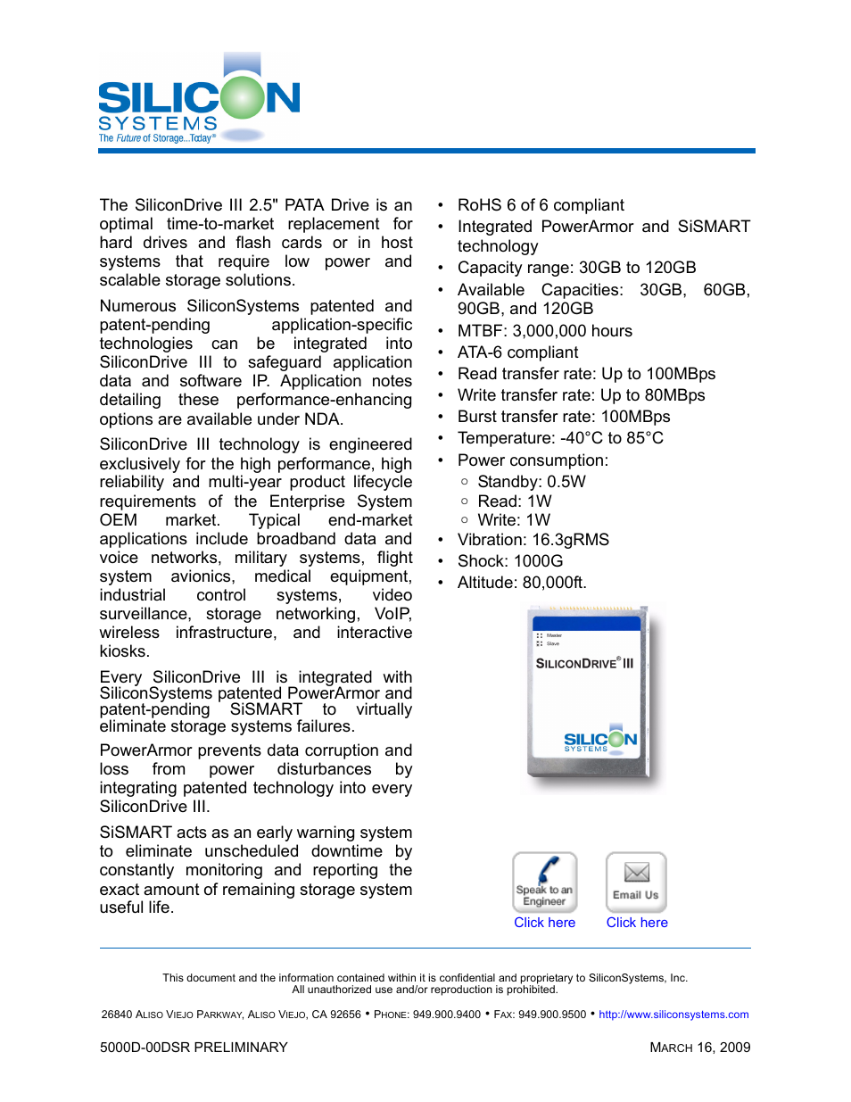Silicon Valley Peripherals SiliconDrive SSD-D0120PI-5000 User Manual | 26 pages