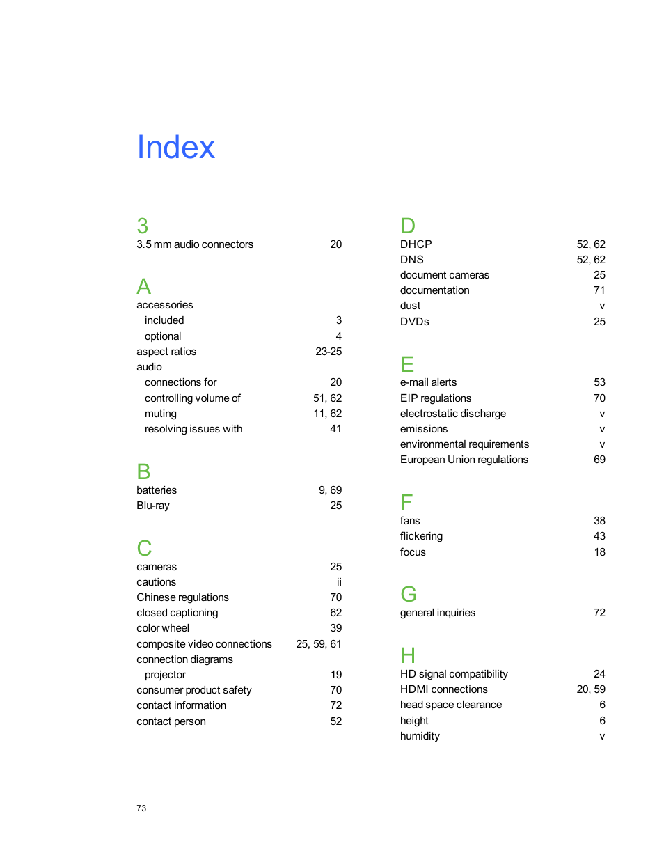 Index | Smart Technologies Interactive Whiteboard System 480i5 User Manual | Page 83 / 87