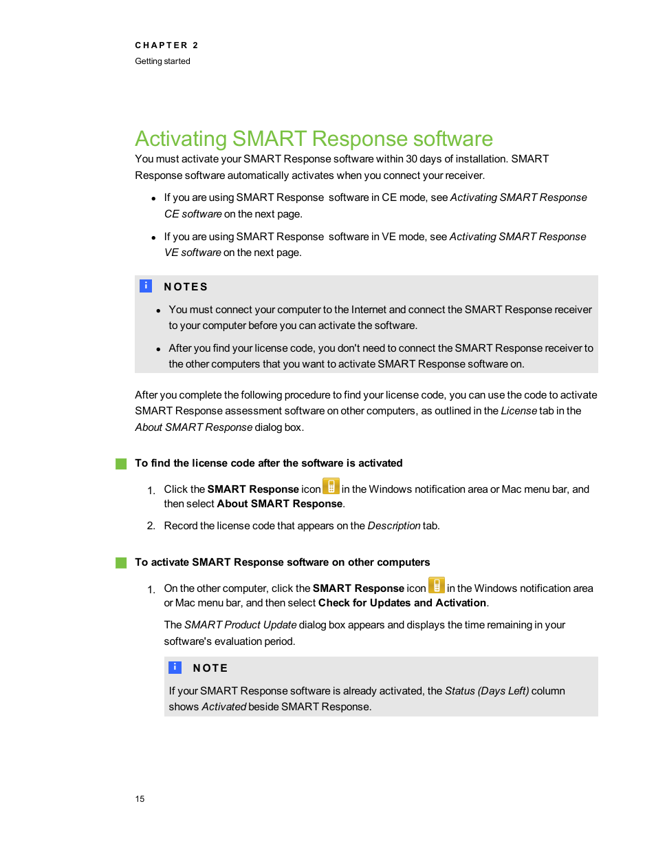 Activating smart response software | Smart Technologies 2011 User Manual | Page 21 / 122