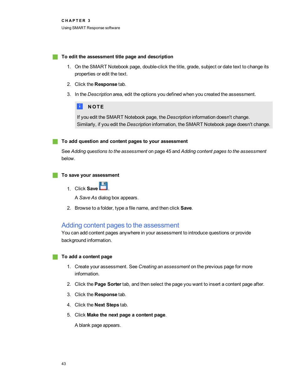 Adding content pages to the assessment | Smart Technologies 2011 User Manual | Page 49 / 122