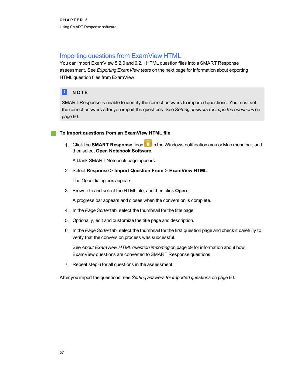 Importing questions from examview html | Smart Technologies 2011 User Manual | Page 63 / 122