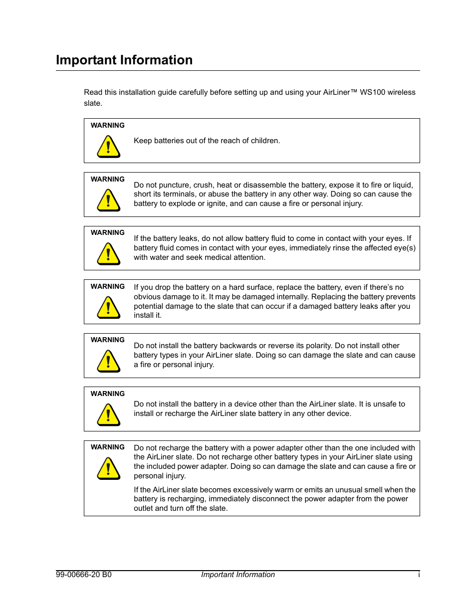 Important information | Smart Technologies AIRLINER WIRELESS SLATE WS100 User Manual | Page 3 / 84