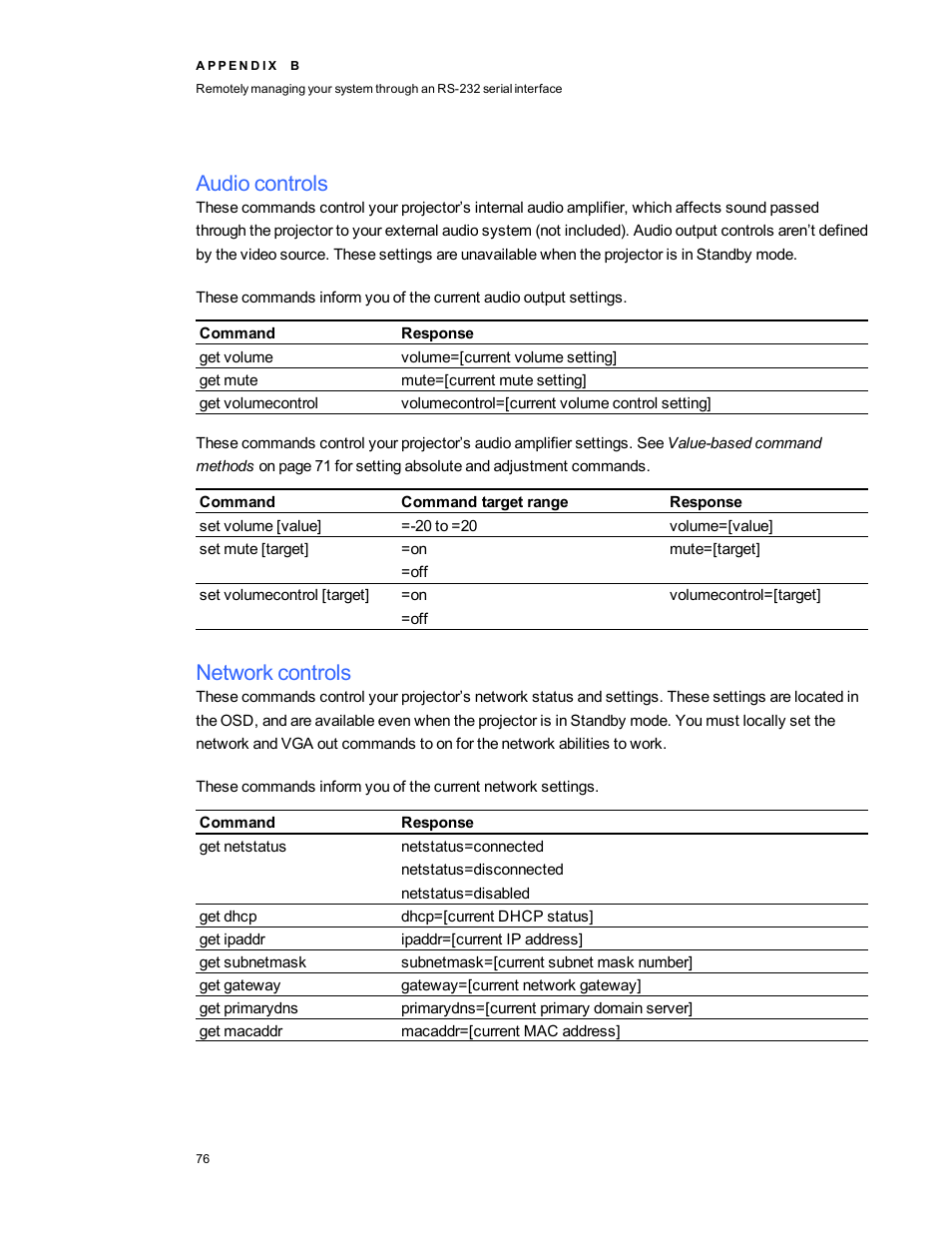 Audio controls, Network controls | Smart Technologies Interactive Whiteboard System 600i5 User Manual | Page 88 / 106