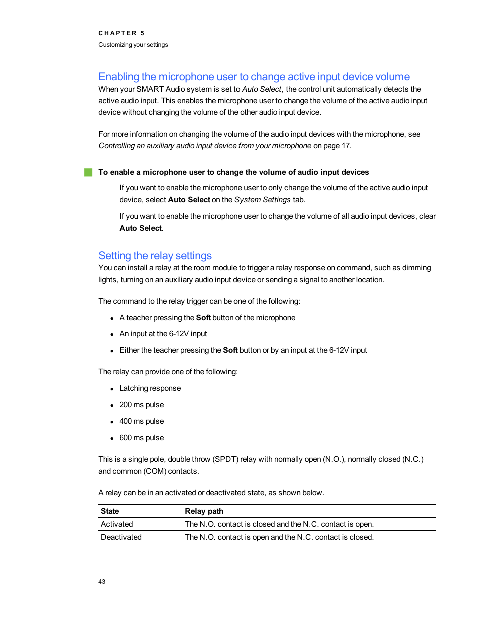 Setting the relay settings | Smart Technologies SMART Audio 340 User Manual | Page 49 / 58