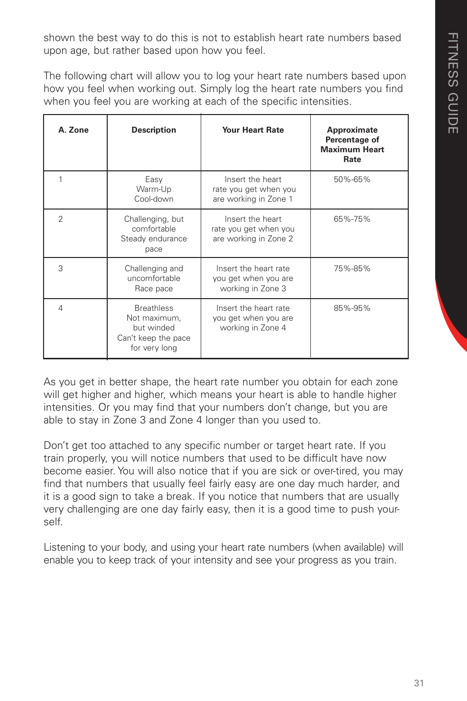Fit ness g ui d e | Schwinn 230 User Manual | Page 31 / 40