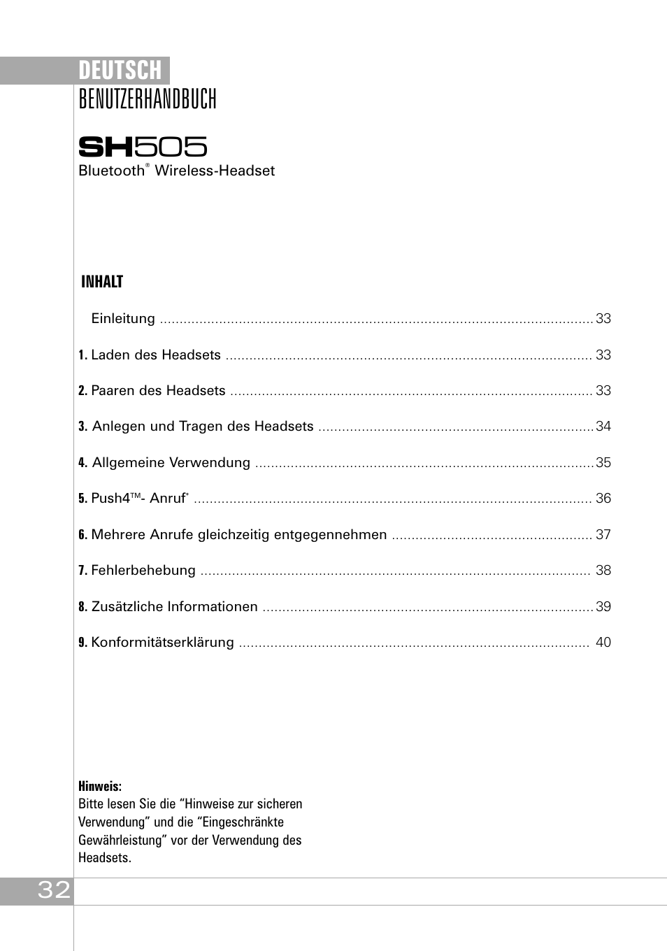 Sh 505, Benutzerhandbuch, Deutsch | Southwing SH505 User Manual | Page 32 / 74