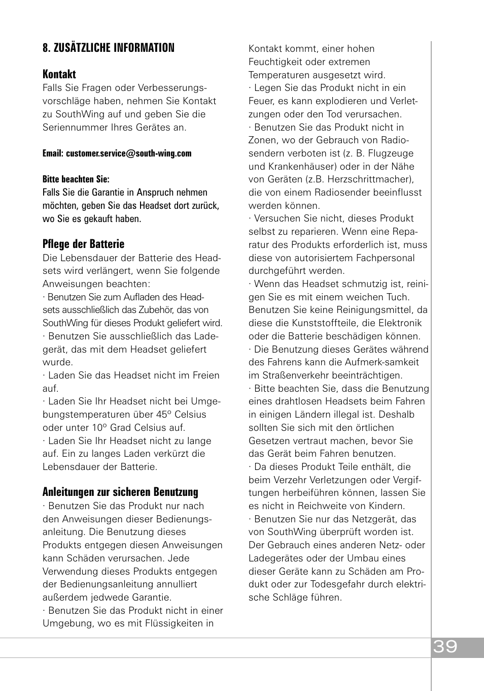 Southwing SH505 User Manual | Page 39 / 74