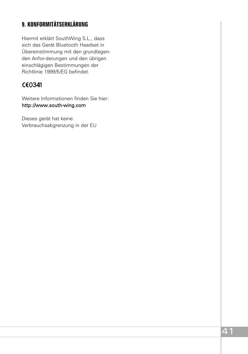 Konformitätserklärung | Southwing SH505 User Manual | Page 41 / 74