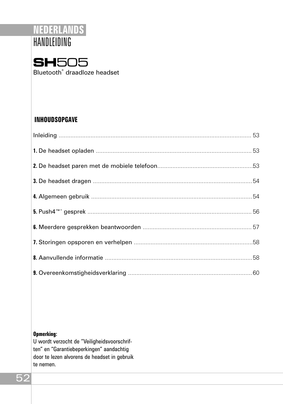 Sh 505, Handleiding, Nederlands | Southwing SH505 User Manual | Page 52 / 74
