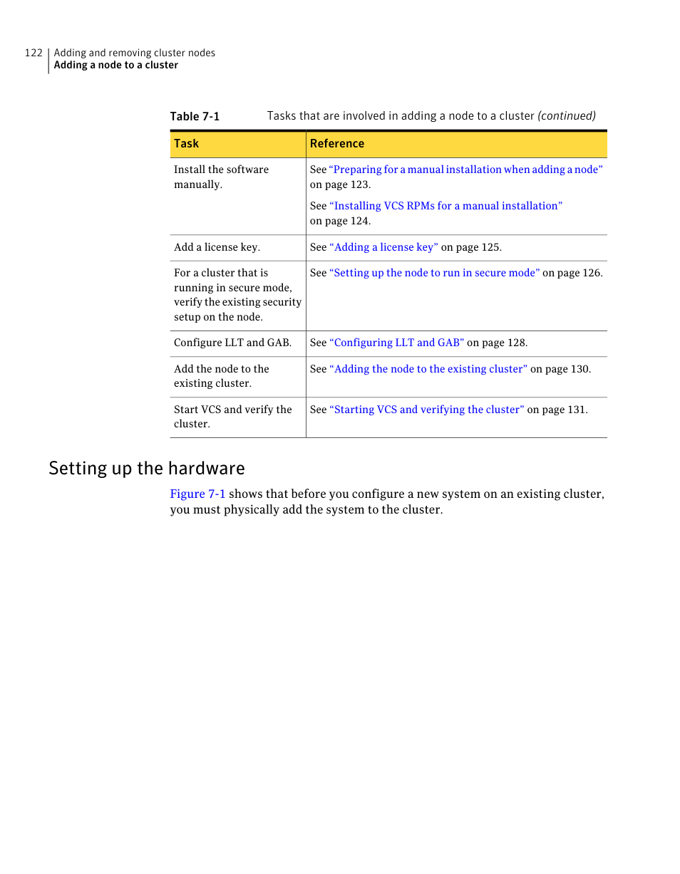 Setting up the hardware | Symantec Veritas 5 User Manual | Page 122 / 176