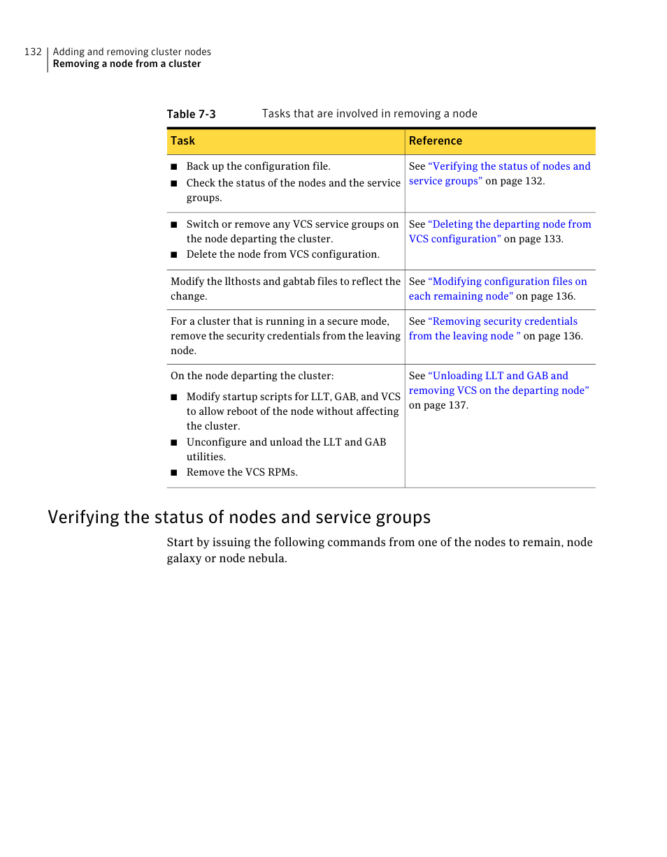 Verifying the status of nodes and service groups | Symantec Veritas 5 User Manual | Page 132 / 176