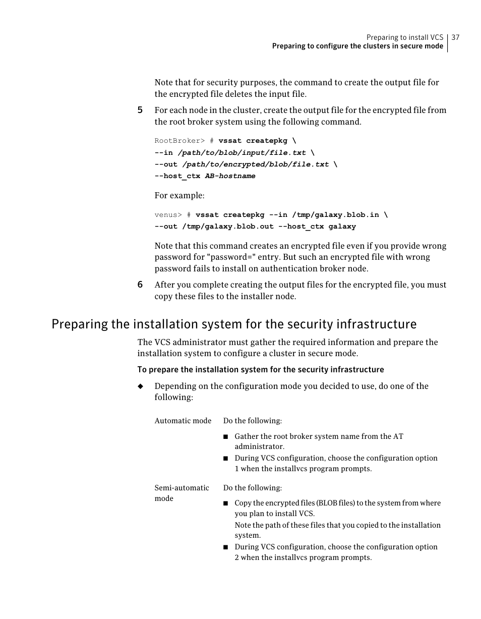 Preparing the installation system for the security, Infrastructure | Symantec Veritas 5 User Manual | Page 37 / 176