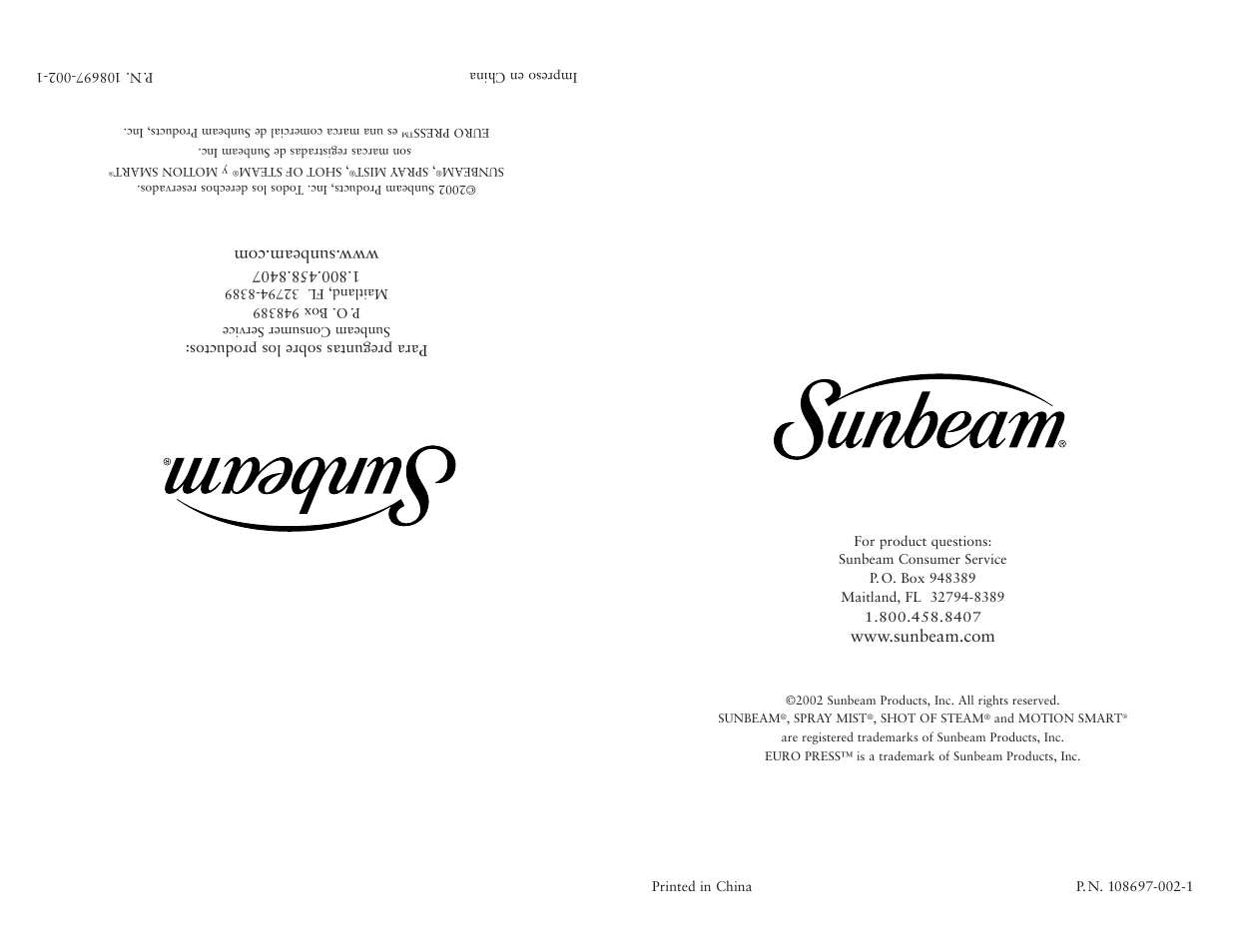 Sunbeam EURO PRESS IRON 4045 User Manual | Page 19 / 40