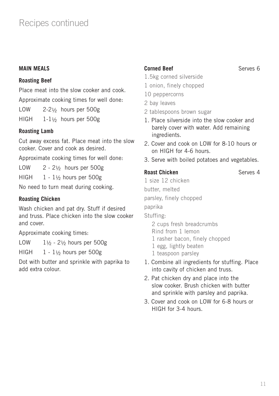 Recipes continued | Sunbeam HP5500 User Manual | Page 13 / 25