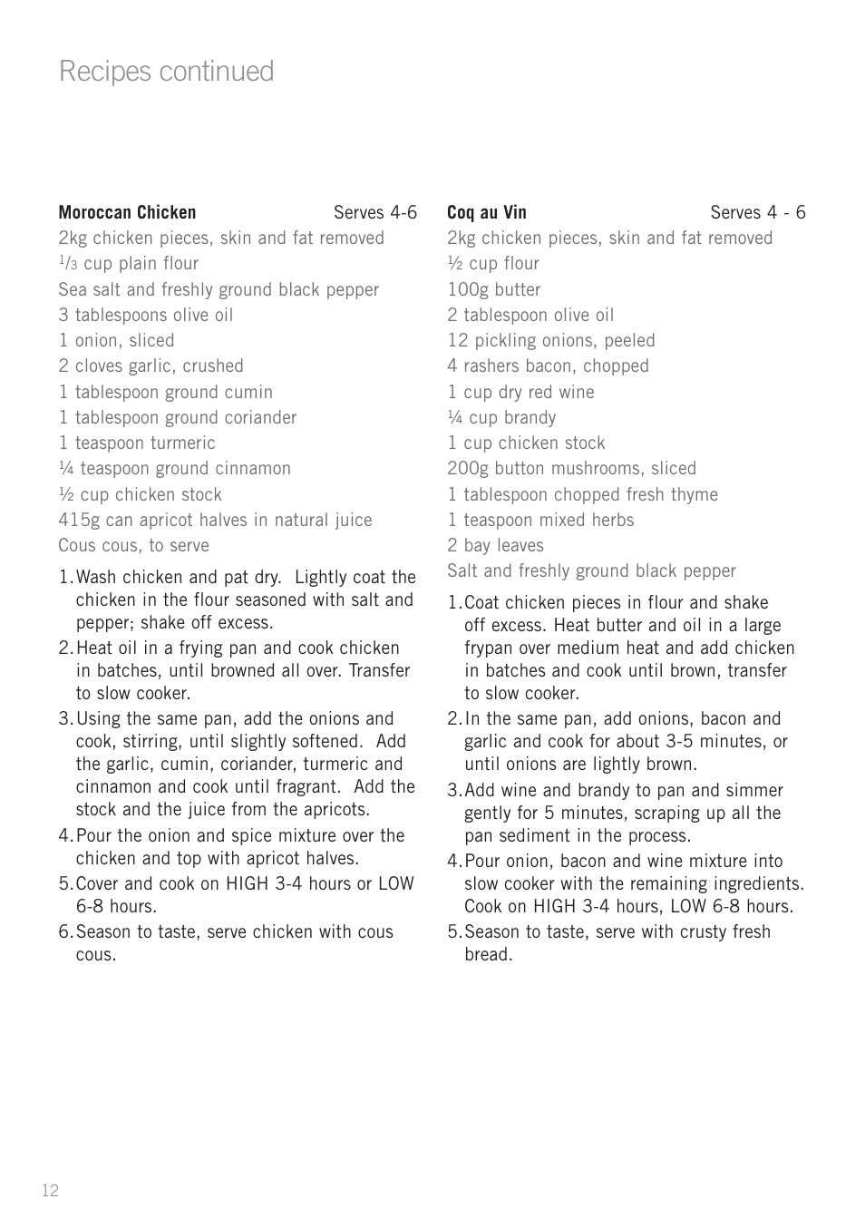 Recipes continued | Sunbeam HP5500 User Manual | Page 14 / 25