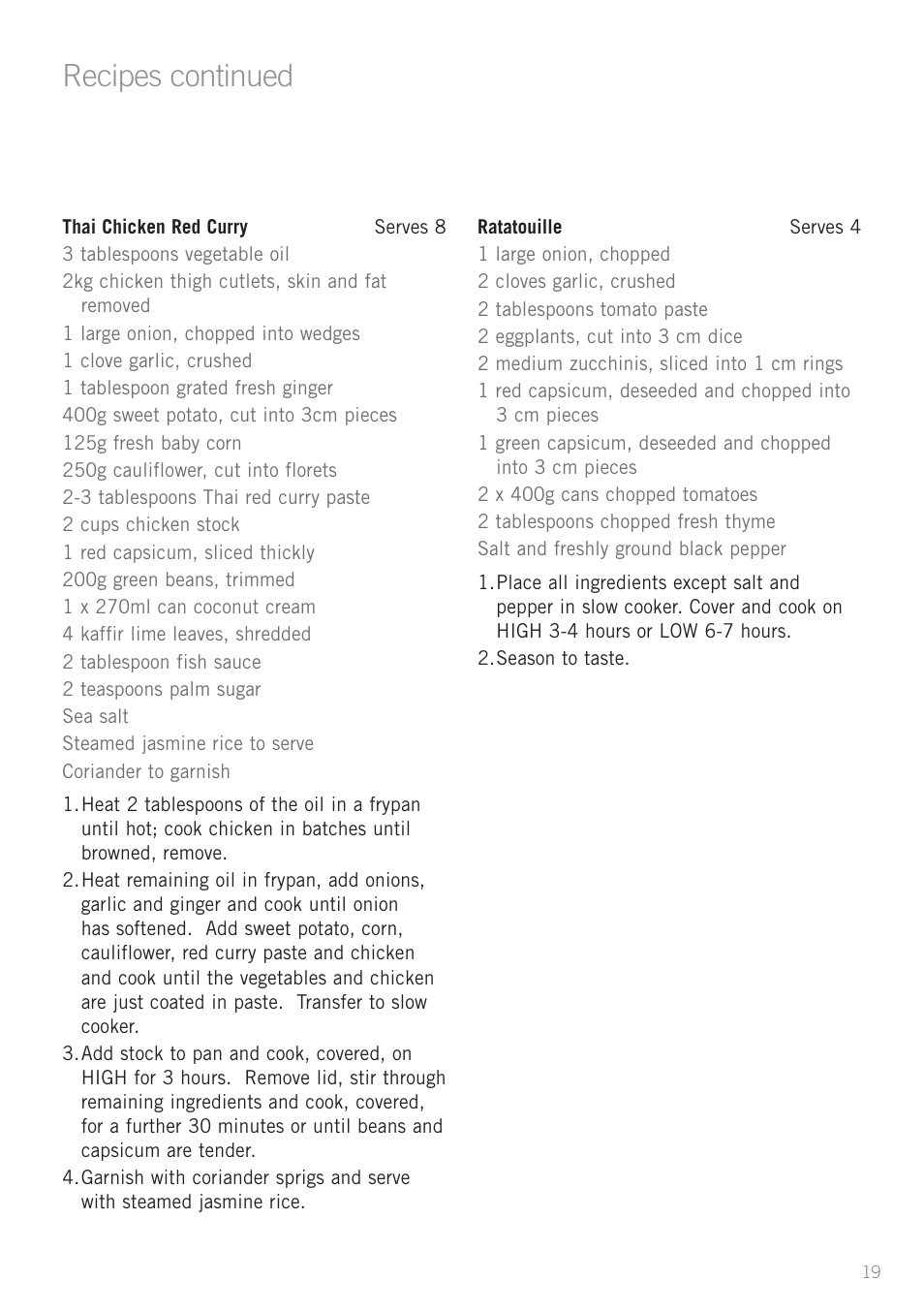 Recipes continued | Sunbeam HP5500 User Manual | Page 21 / 25