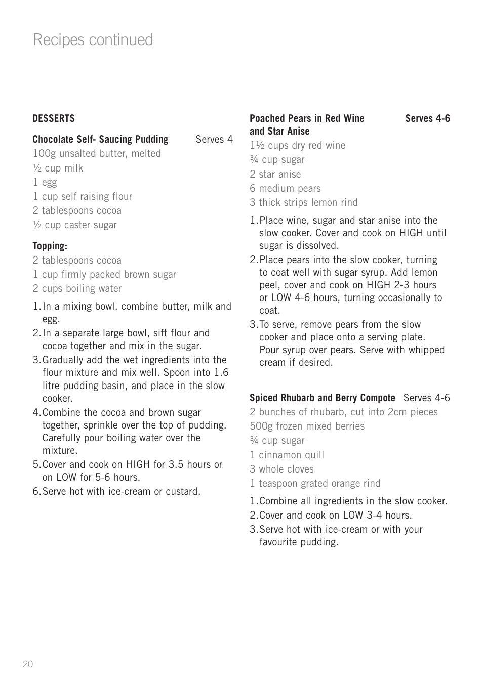 Recipes continued | Sunbeam HP5500 User Manual | Page 22 / 25