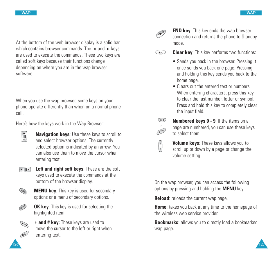 Using the wap browser menus, Using the wap browser soft keys, Navigating the wap browser | Samsung SCH N391 User Manual | Page 64 / 75