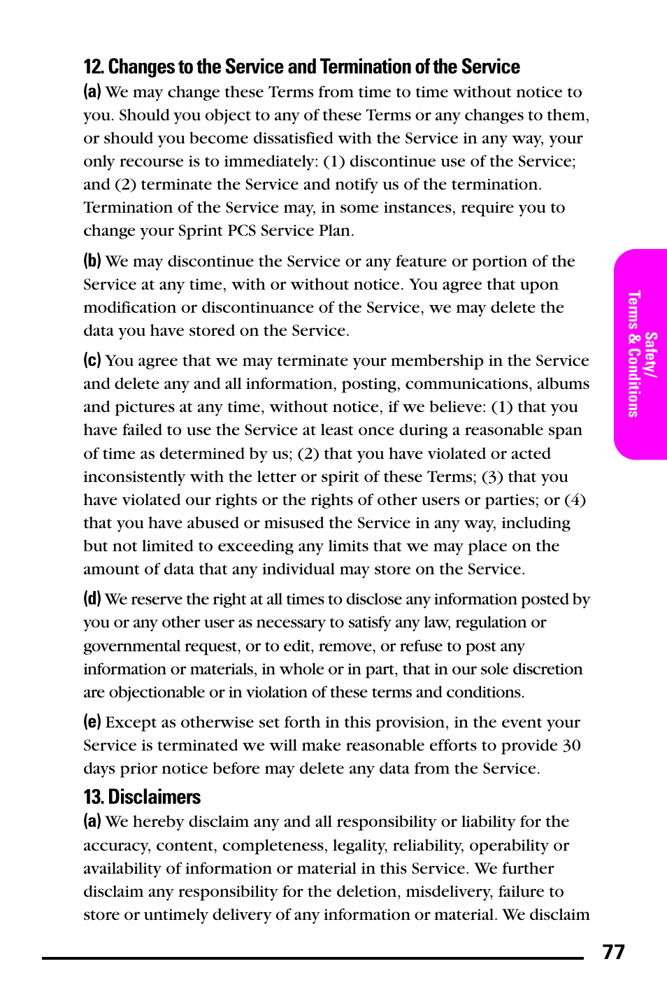 Disclaimers | Samsung PM-A740 User Manual | Page 85 / 94