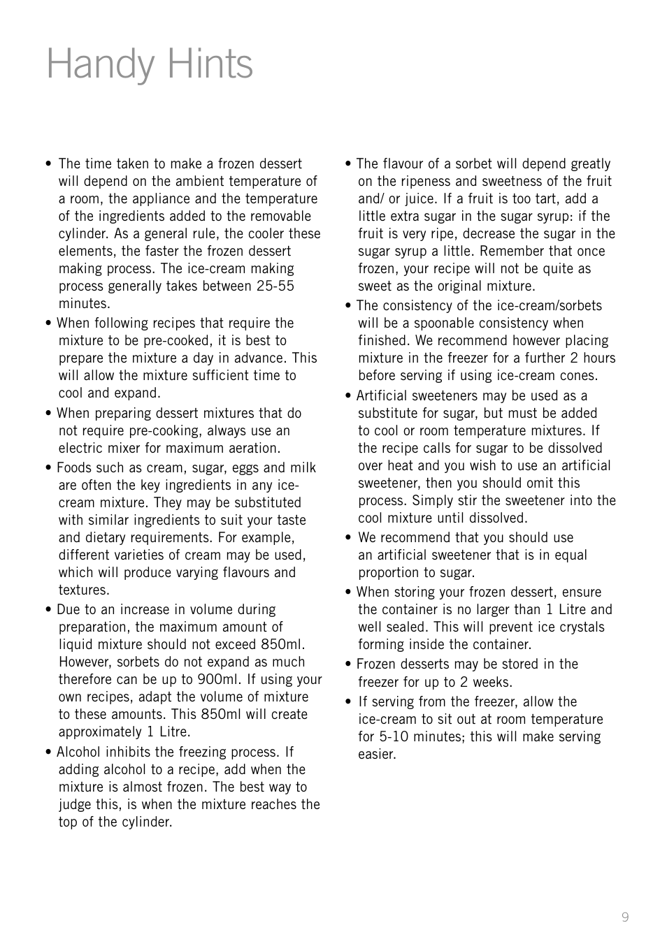 Handy hints | Sunbeam GL8200 User Manual | Page 11 / 26