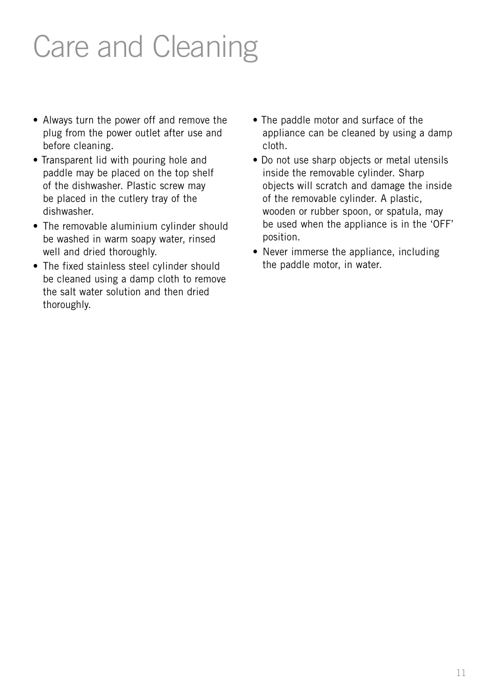 Care and cleaning | Sunbeam GL8200 User Manual | Page 13 / 26