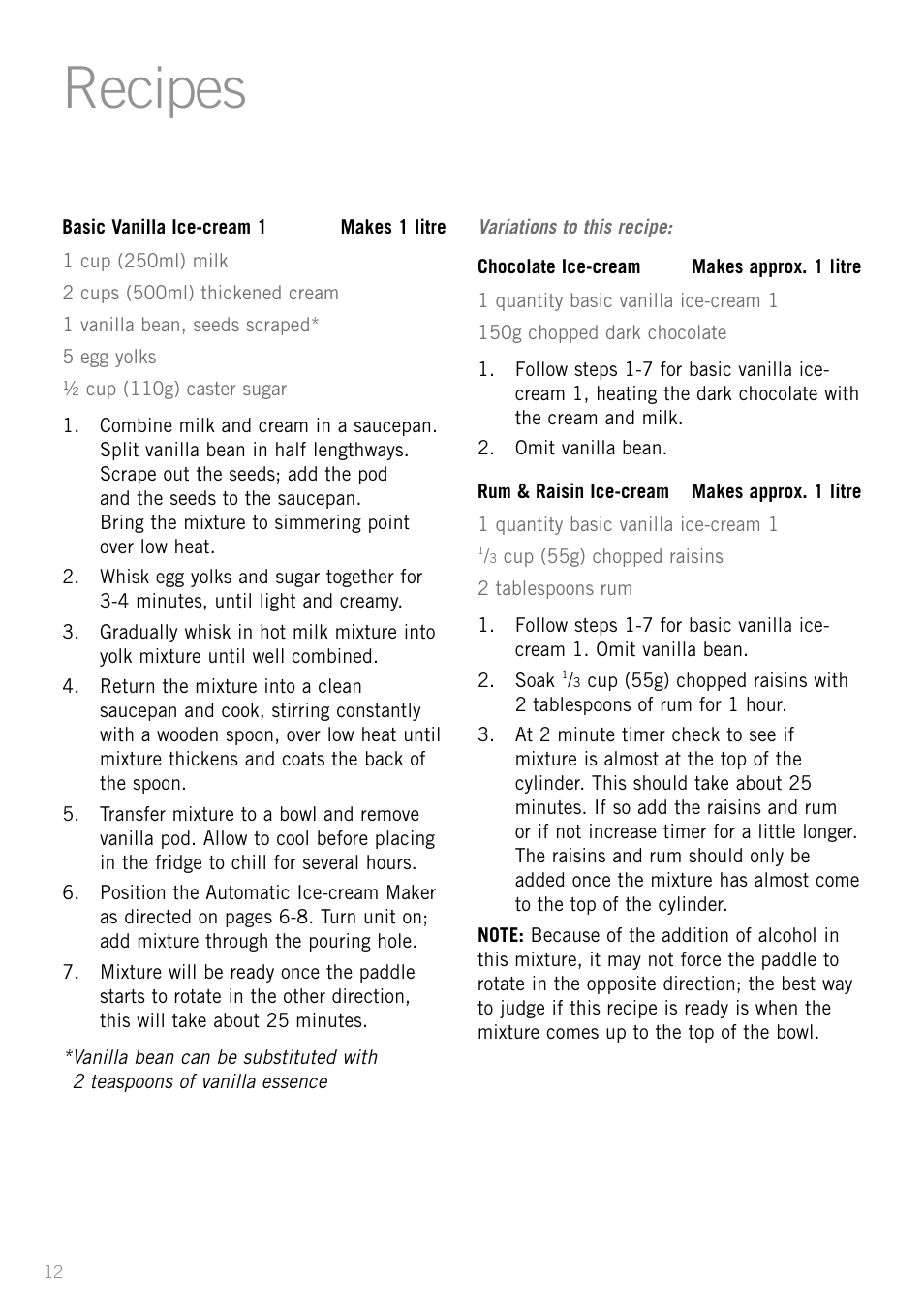 Recipes, Heading recipes | Sunbeam GL8200 User Manual | Page 14 / 26