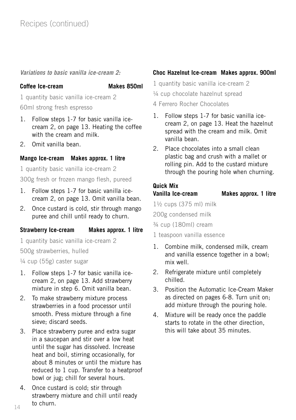 Heading, Recipes (continued) | Sunbeam GL8200 User Manual | Page 16 / 26