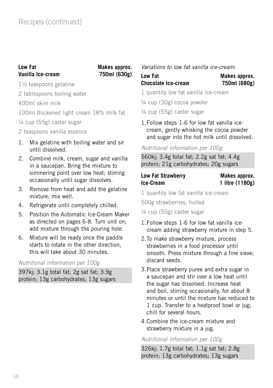 Recipes (continued) | Sunbeam GL8200 User Manual | Page 18 / 26