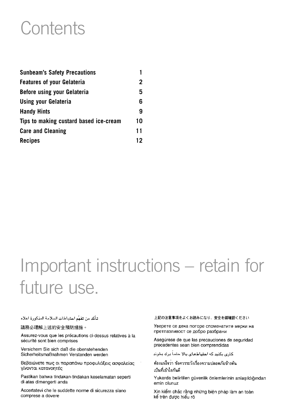 Sunbeam GL8200 User Manual | Page 2 / 26