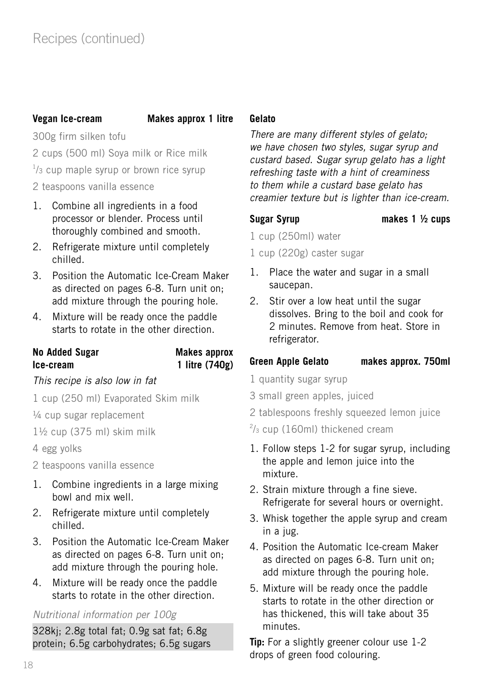 Recipes (continued) | Sunbeam GL8200 User Manual | Page 20 / 26