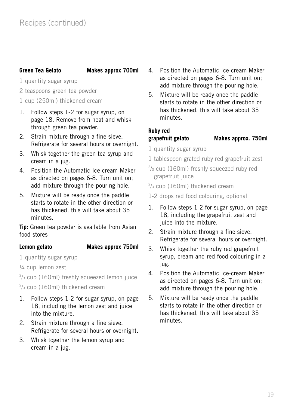 Recipes (continued) | Sunbeam GL8200 User Manual | Page 21 / 26
