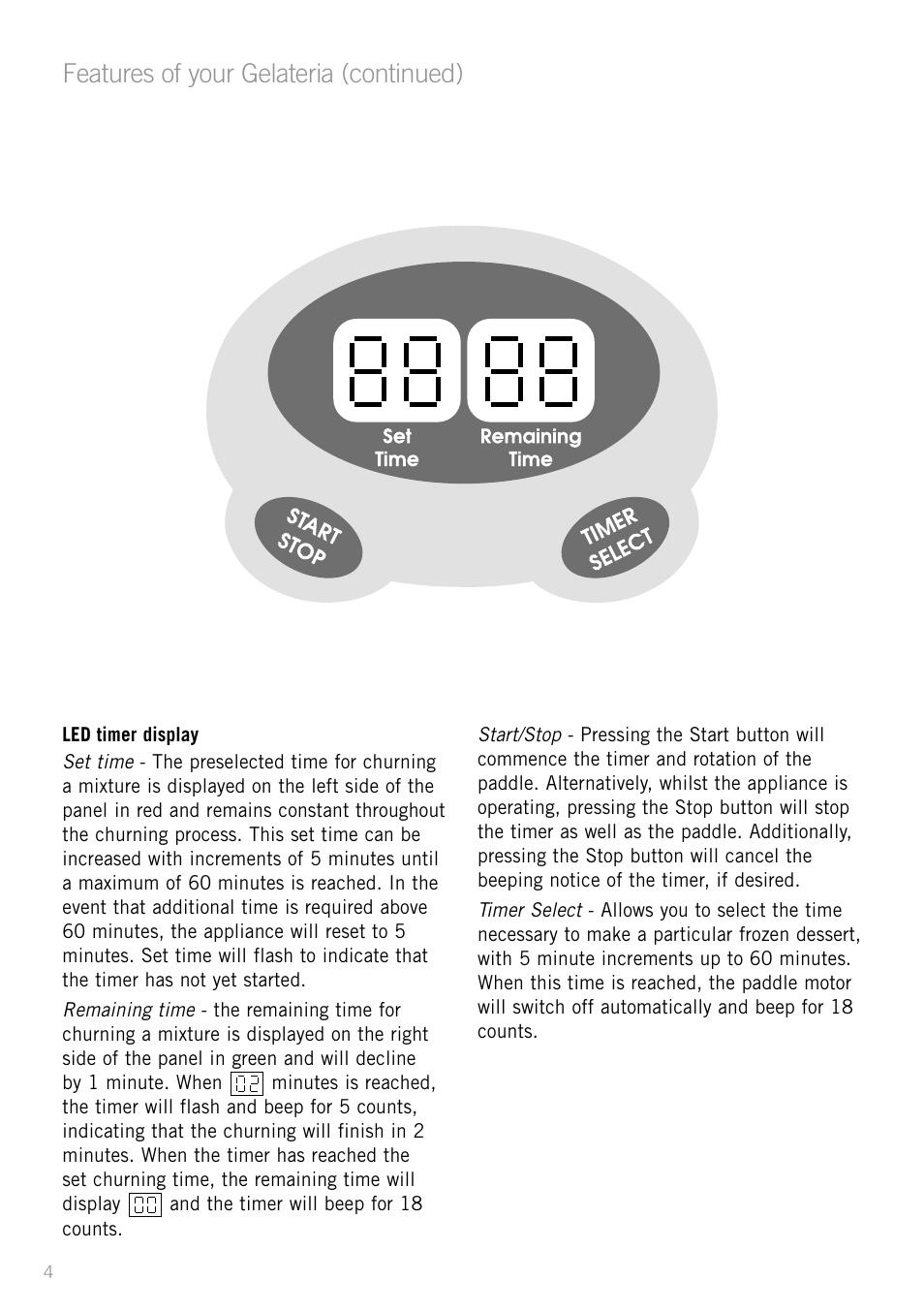 Features of your gelateria (continued) | Sunbeam GL8200 User Manual | Page 6 / 26