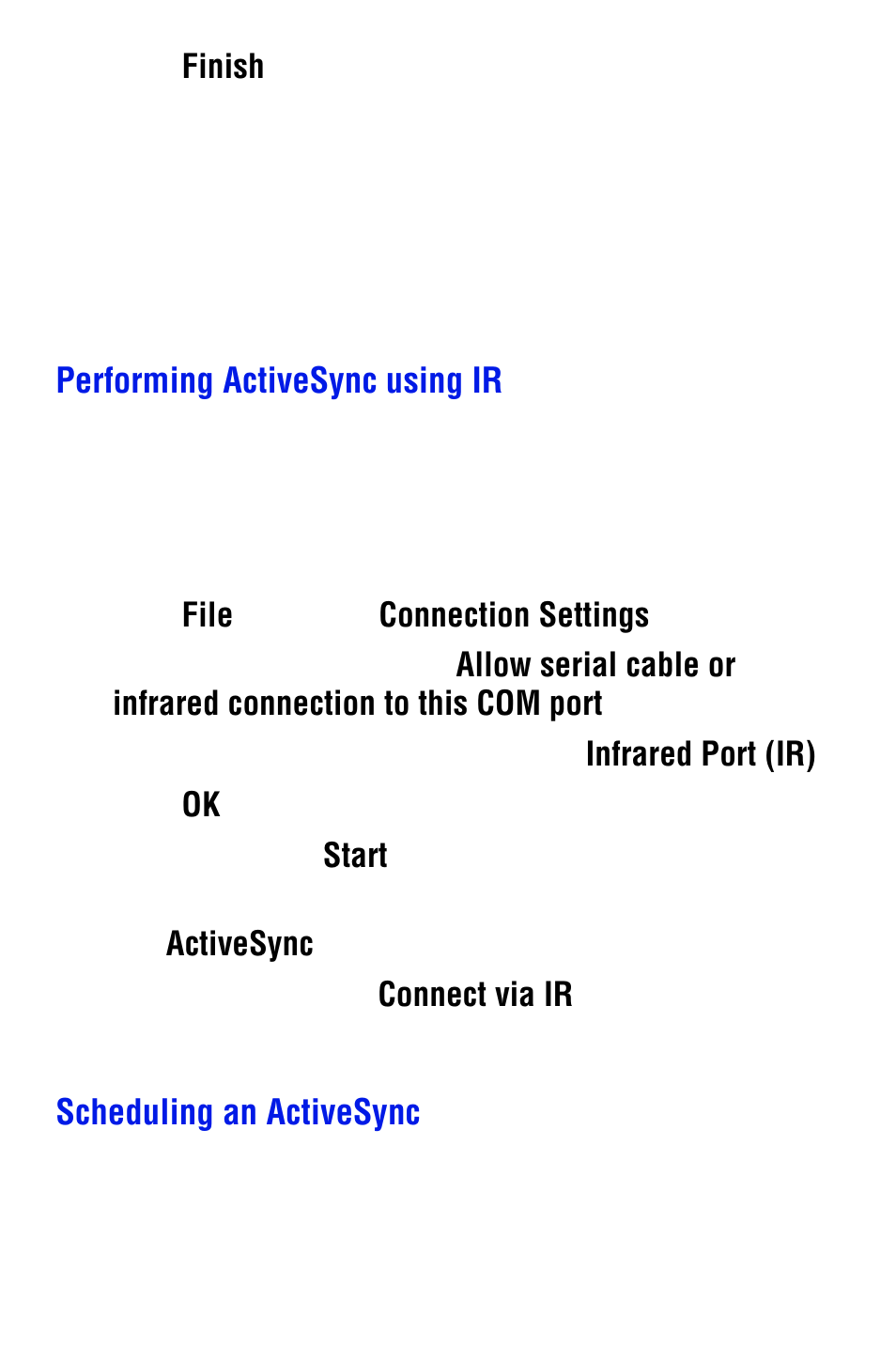 Performing activesync using ir, Scheduling an activesync | Samsung SPH i700 User Manual | Page 117 / 186