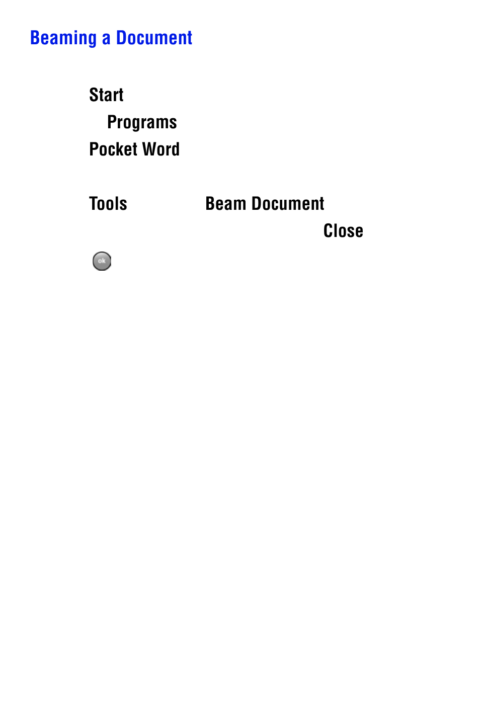 Beaming a document | Samsung SPH i700 User Manual | Page 123 / 186