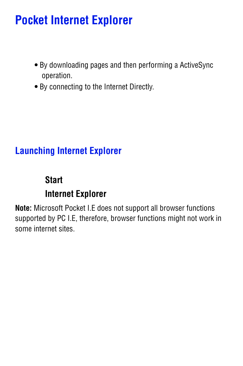 Pocket internet explorer, Launching internet explorer | Samsung SPH i700 User Manual | Page 140 / 186