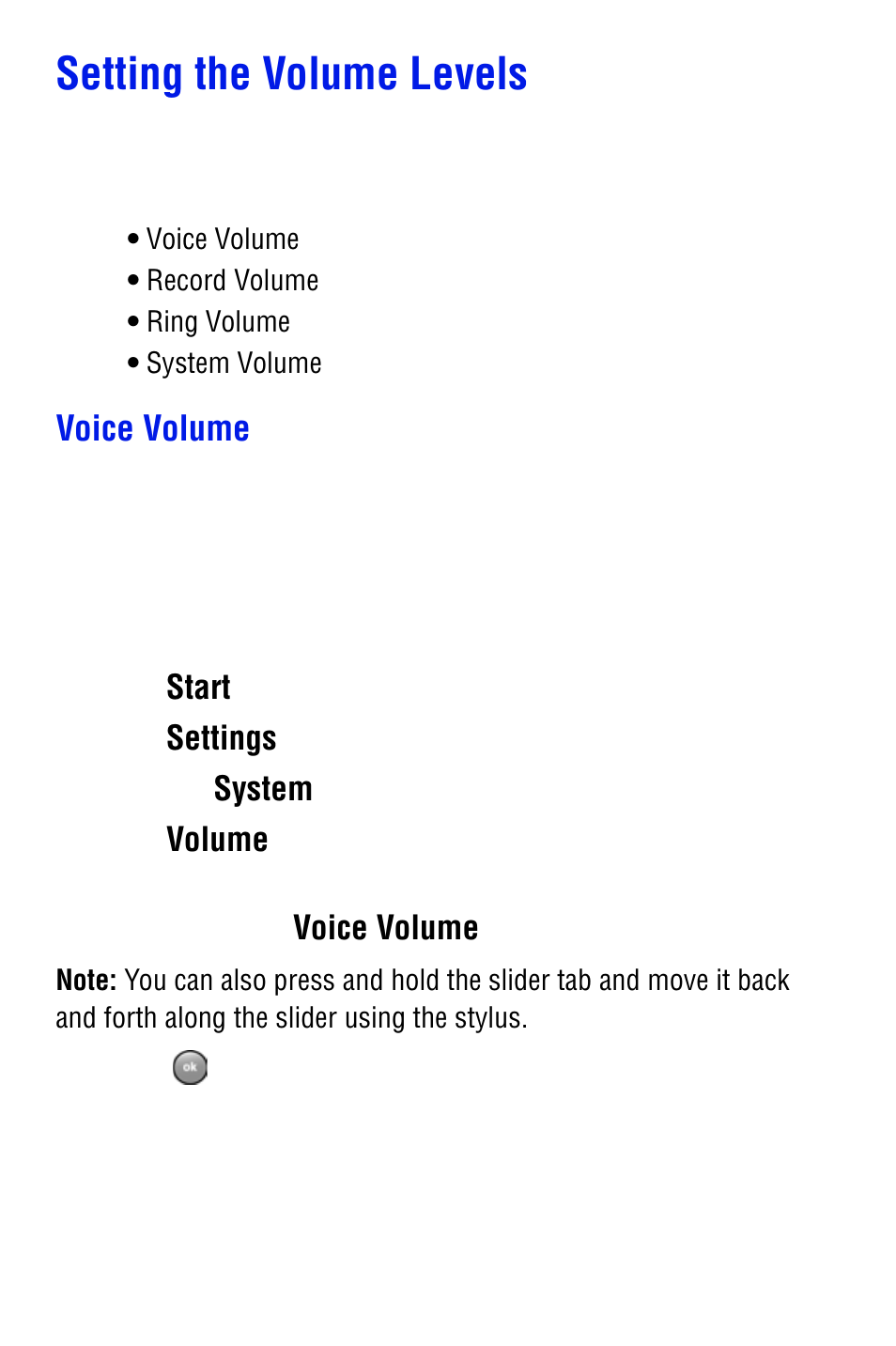 Setting the volume levels, Voice volume | Samsung SPH i700 User Manual | Page 48 / 186
