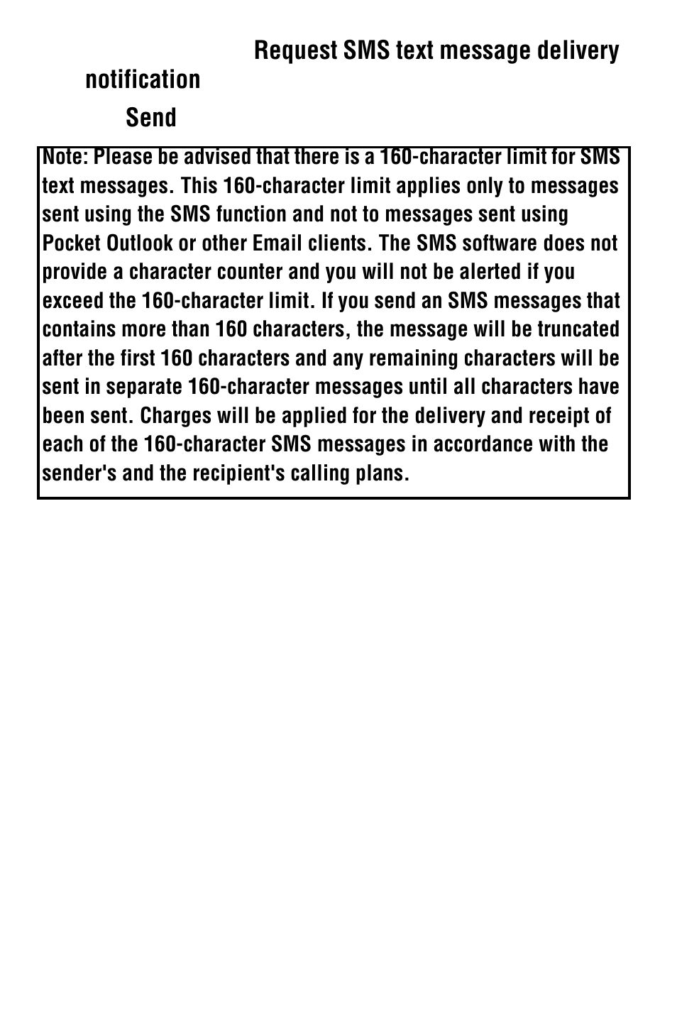 Request sms text message delivery notification, Send | Samsung SPH i700 User Manual | Page 67 / 186