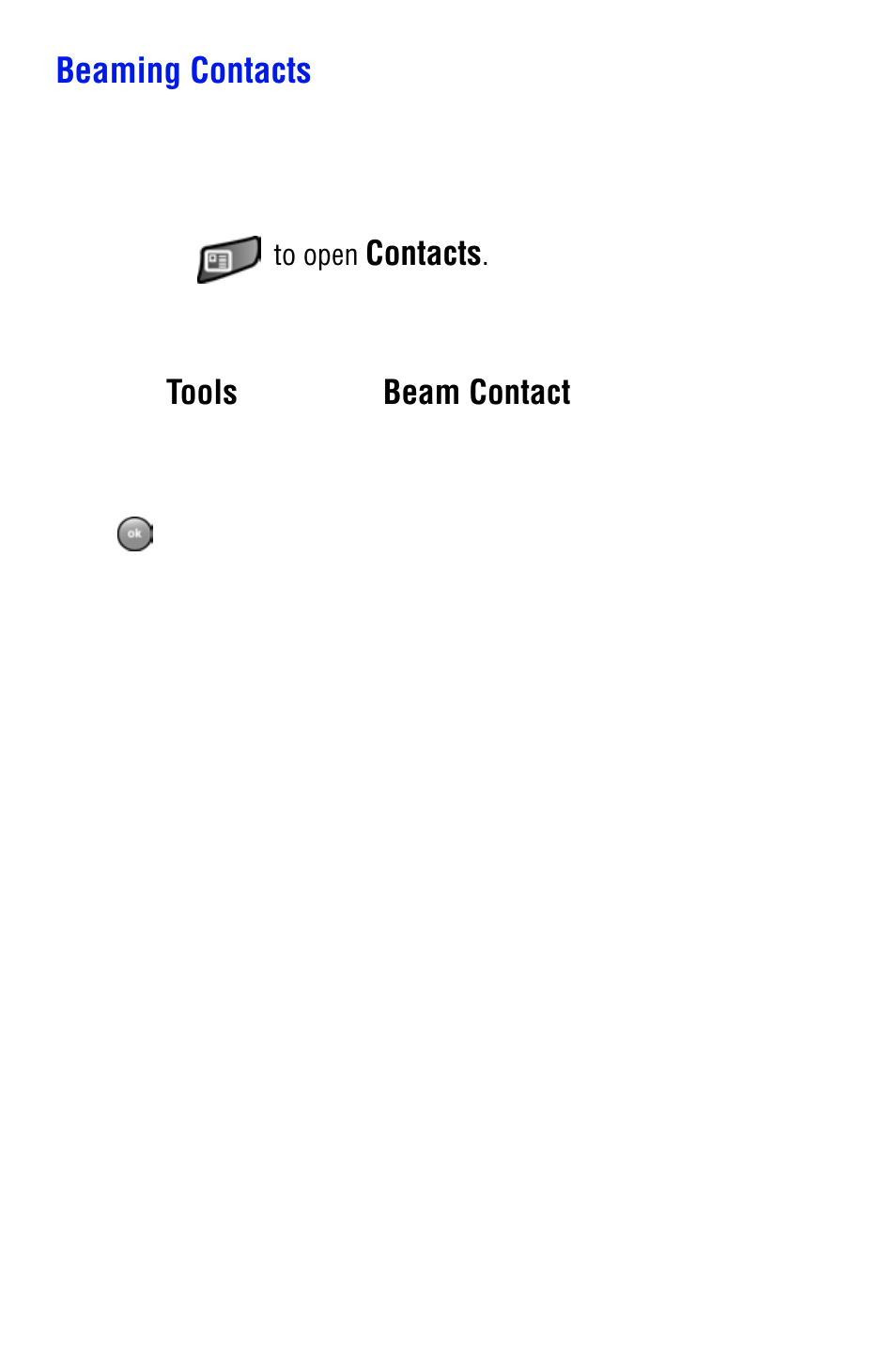 Beaming contacts, Contacts, Tools | Beam contact | Samsung SPH i700 User Manual | Page 95 / 186