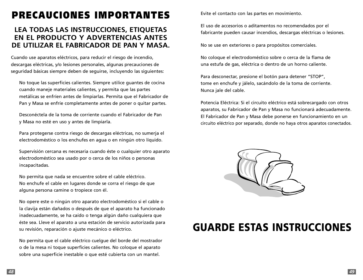 Guarde estas instrucciones, Precauciones importantes | Sunbeam 5891 User Manual | Page 25 / 44