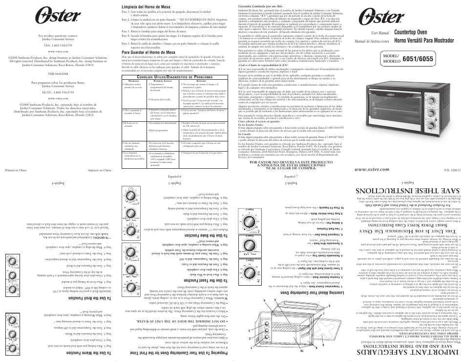 Sunbeam OSTER 6055 User Manual | 2 pages