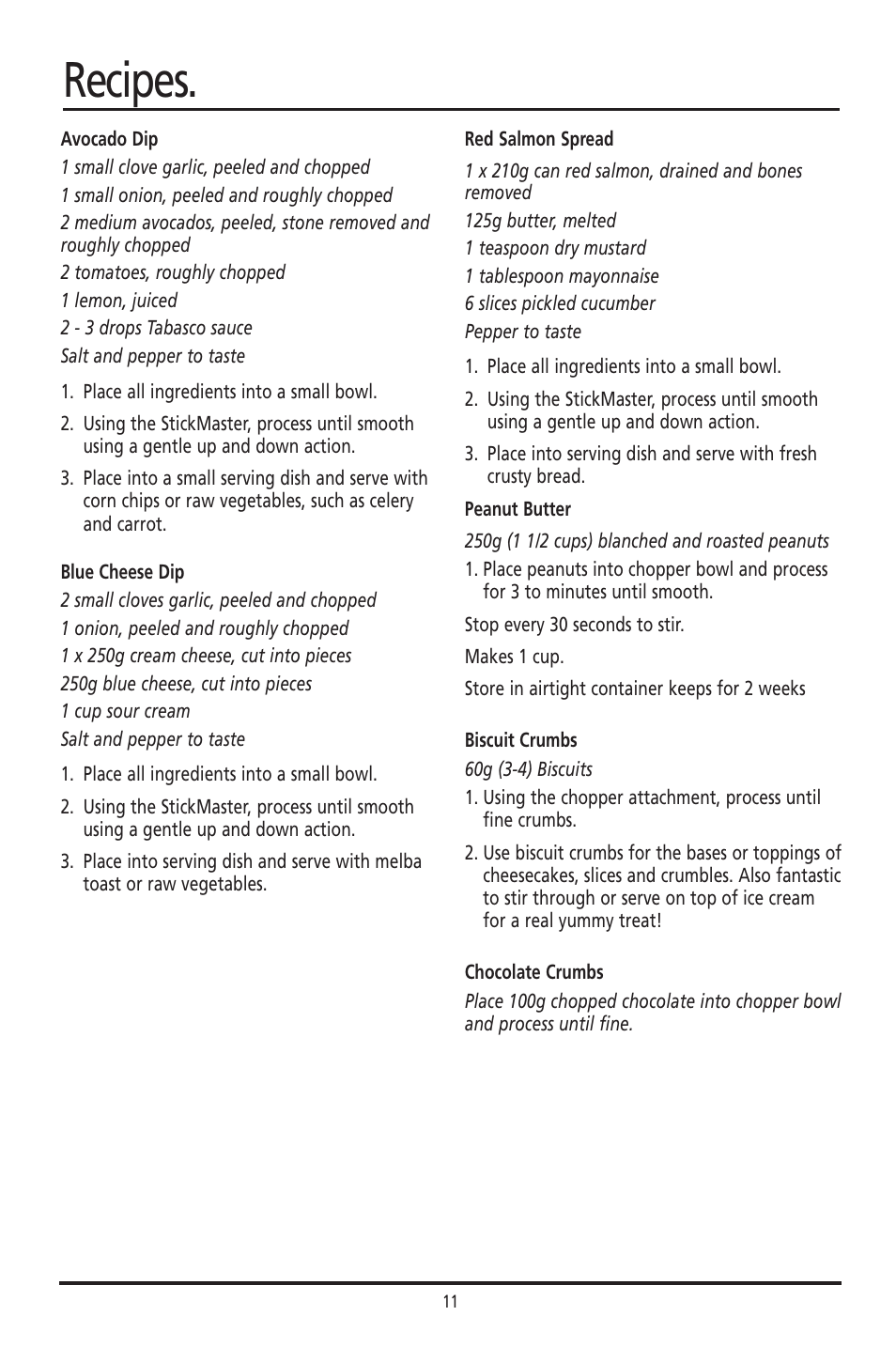 Recipes | Sunbeam SM8310 User Manual | Page 11 / 19