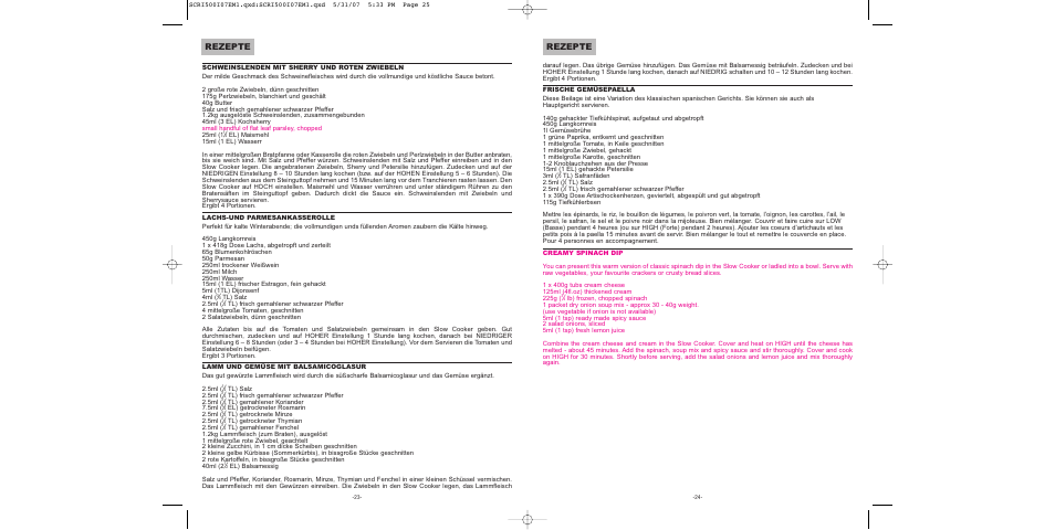 Rezepte | Sunbeam SCRI500-I User Manual | Page 13 / 42