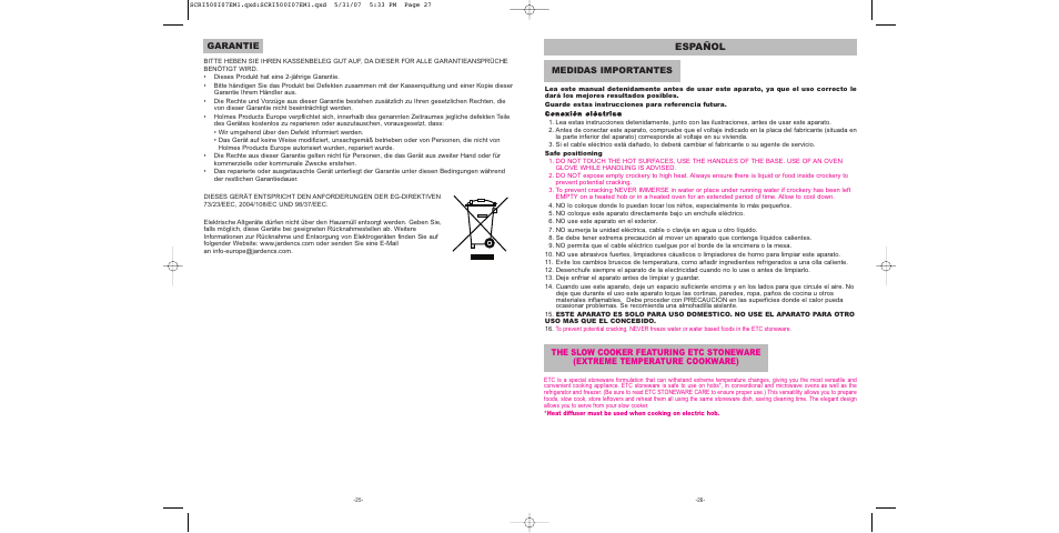 Español, Medidas importantes | Sunbeam SCRI500-I User Manual | Page 14 / 42