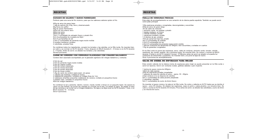 Recetas | Sunbeam SCRI500-I User Manual | Page 17 / 42